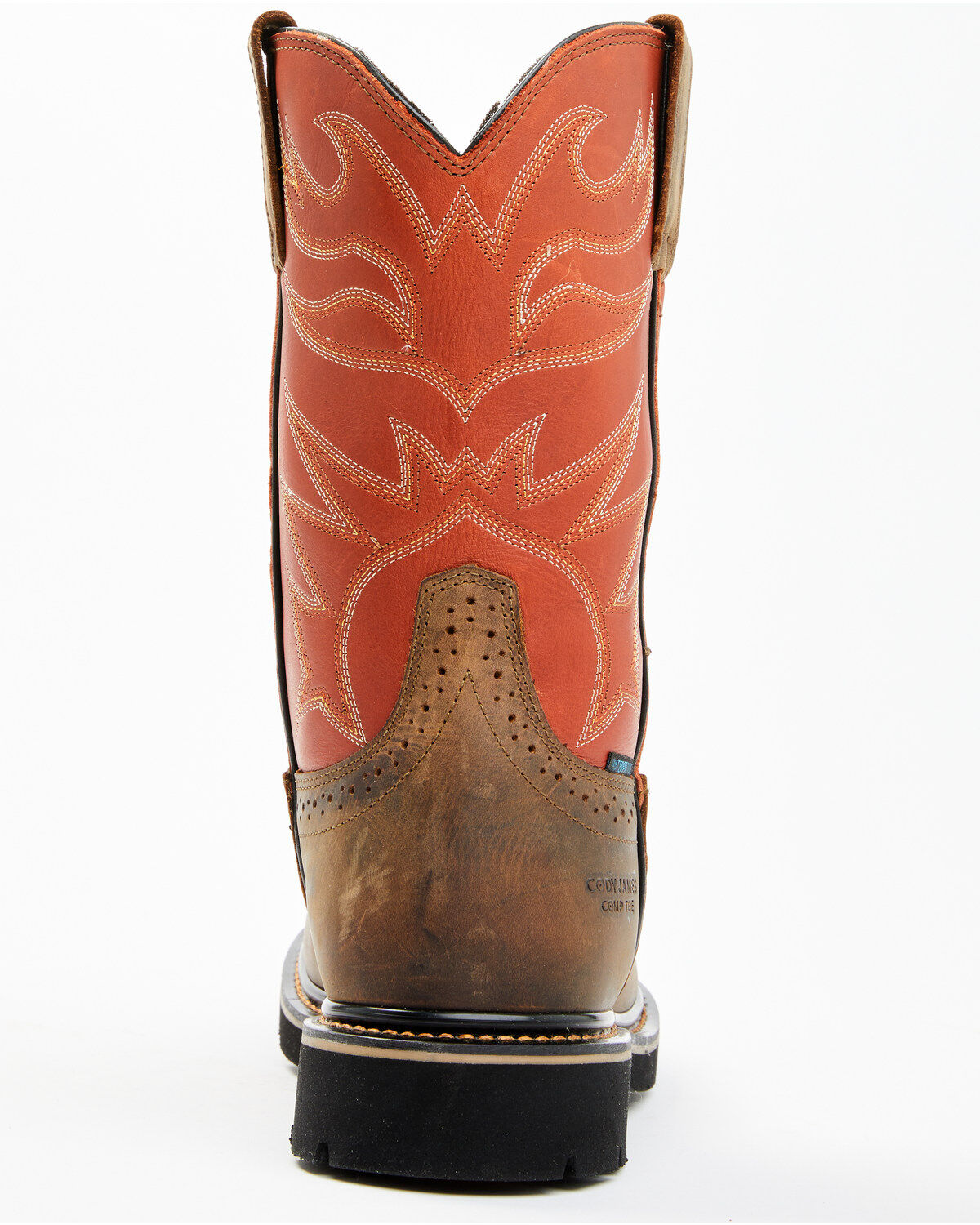 Image #5 - Cody James Men's Mustang Pull-On Waterproof Work Boots - Composite Toe, Orange, hi-res