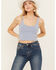 Image #1 - Fornia Women's Ribbed Lettuce Edge Brami, Light Blue, hi-res