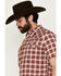 Image #2 - Moonshine Spirit&reg; Men's Legend Plaid Print Short Sleeve Snap Western Shirt, Burgundy, hi-res