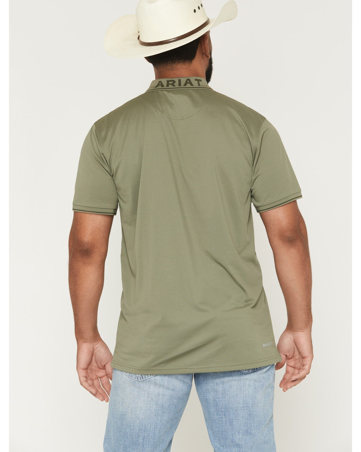 Image #4 - Ariat Men's Fitted Logo Short Sleeve Polo, Olive, hi-res