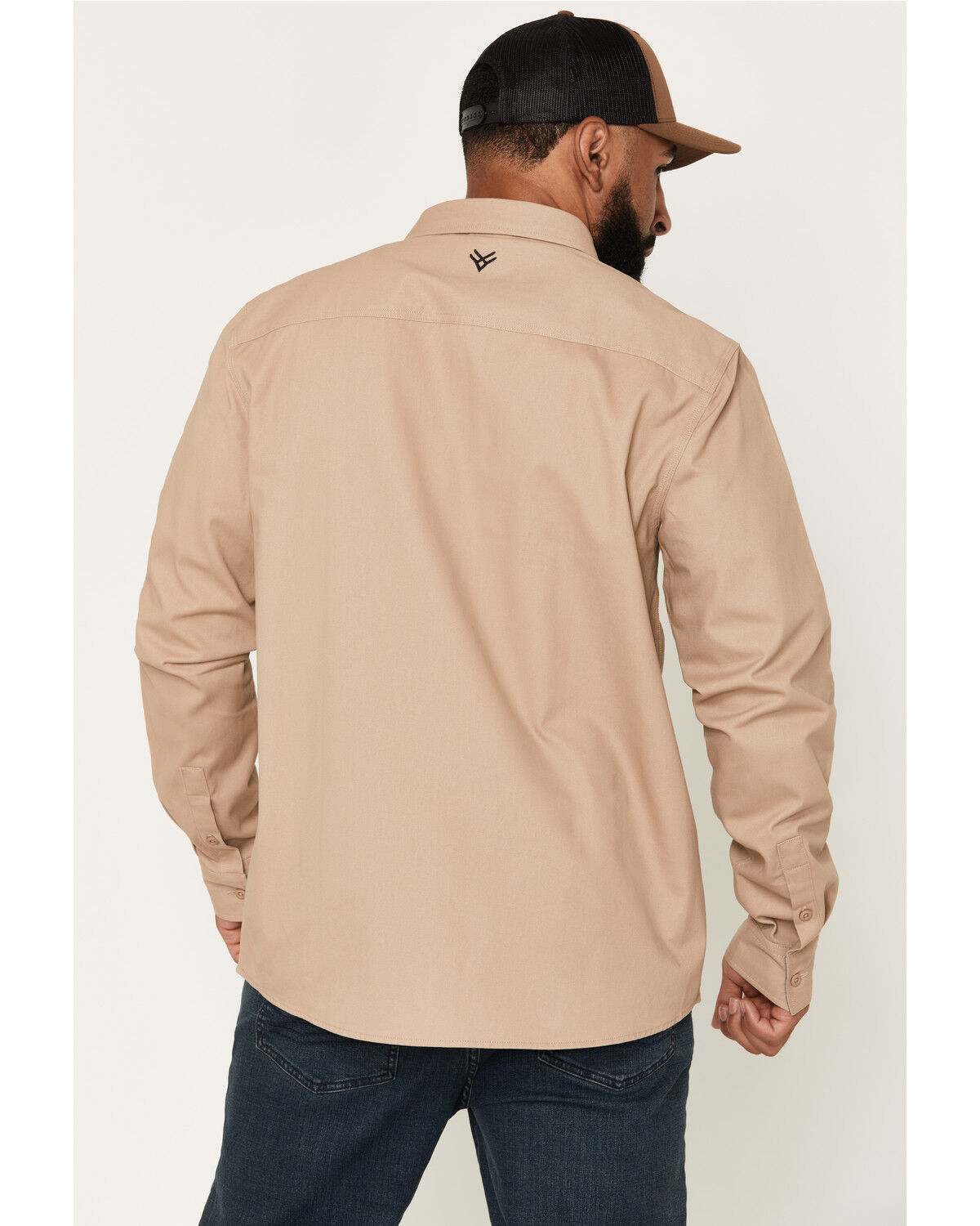 Image #4 - Hawx Men's Solid Long Sleeve Button-Down Work Shirt - Tall, Khaki, hi-res