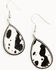 Image #2 - Shyanne Women's Cow Print Long Pendant Necklace and Earring Set , Silver, hi-res