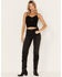 Image #1 - Free People Women's High Rise Pacifica Straight Jeans, Black, hi-res
