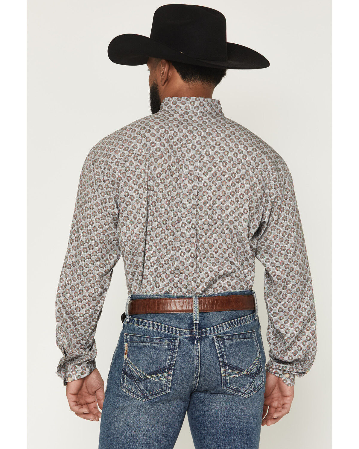 Image #4 - Cinch Men's ARENAFLEX&reg; Geo Print Long Sleeve Button-Down Stretch Western Shirt, Grey, hi-res