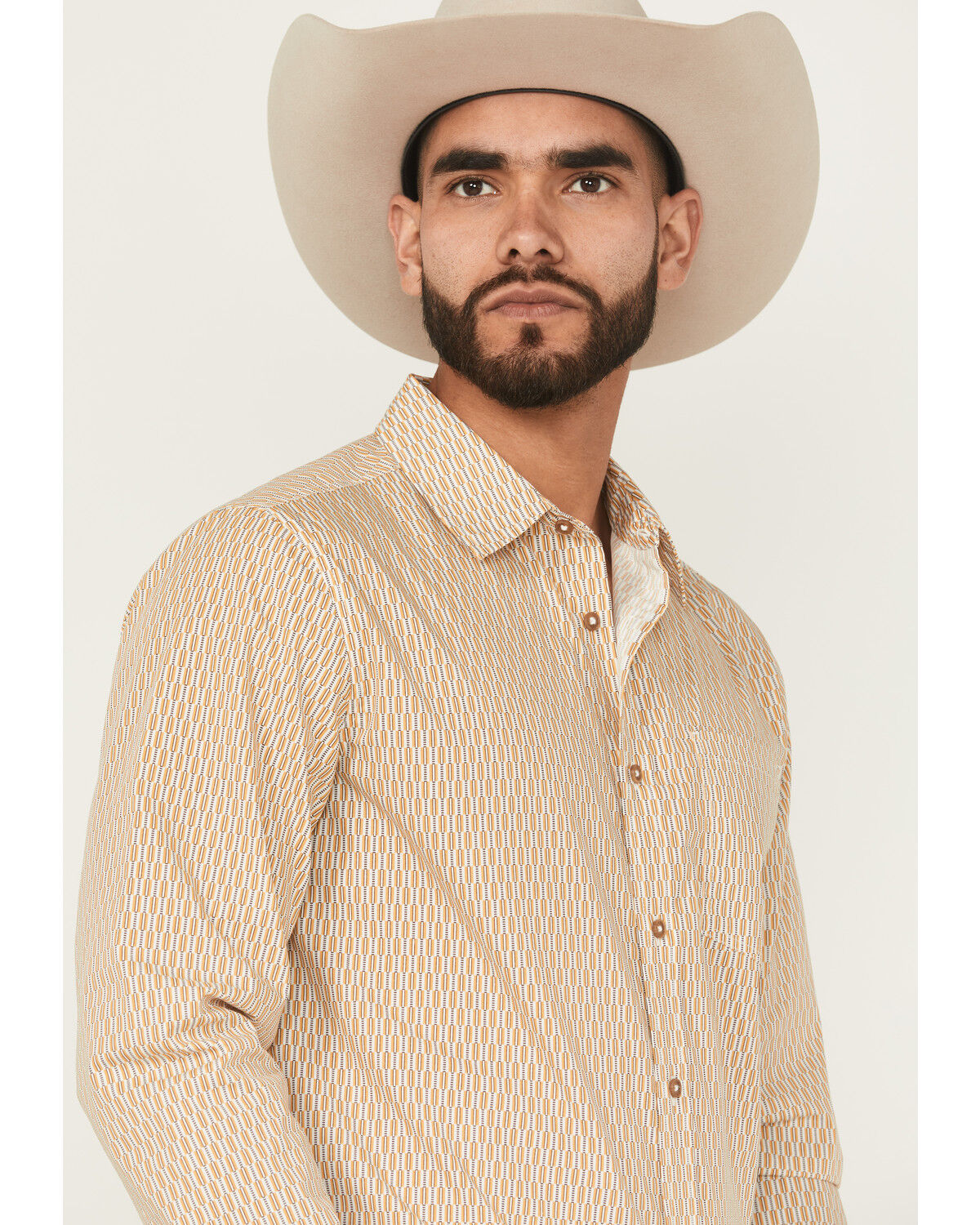Image #2 - Gibson Trading Co Men's Lampshade Geo Print Long Sleeve Button-Down Stretch Western Shirt - Tall, Gold, hi-res
