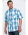 Image #1 - Resistol Men's Biscayne Large Plaid Short Sleeve Western Shirt, White, hi-res