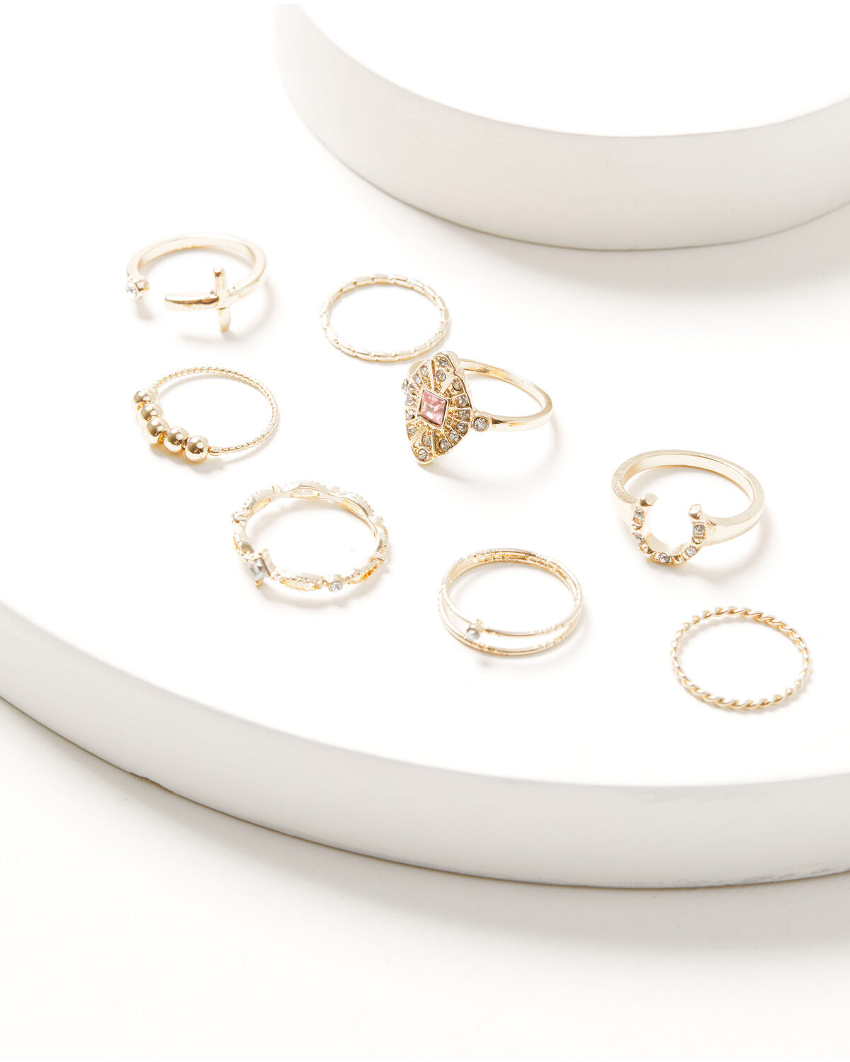 Image #1 - Shyanne Women's Layered Ring Set - 8 Piece, Gold, hi-res