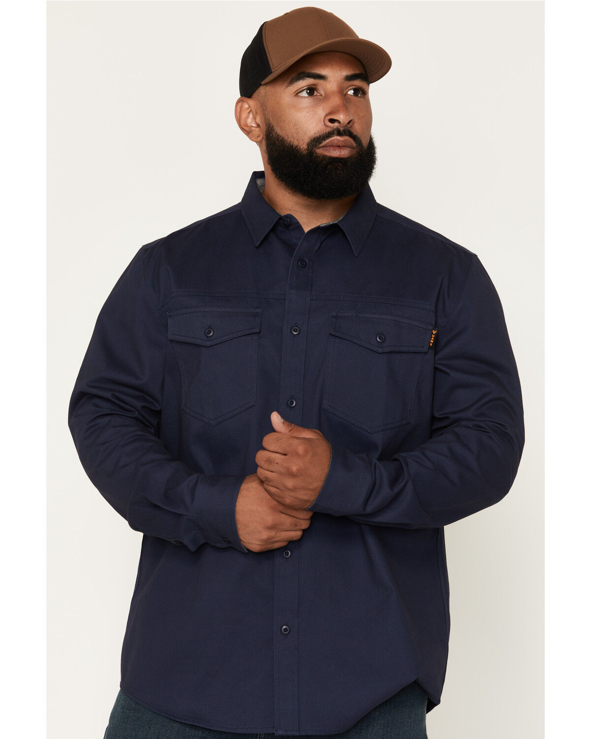 Hawx Men's All Out Solid Twill Long Sleeve Button-Down Work Shirt - Tall, Navy, hi-res