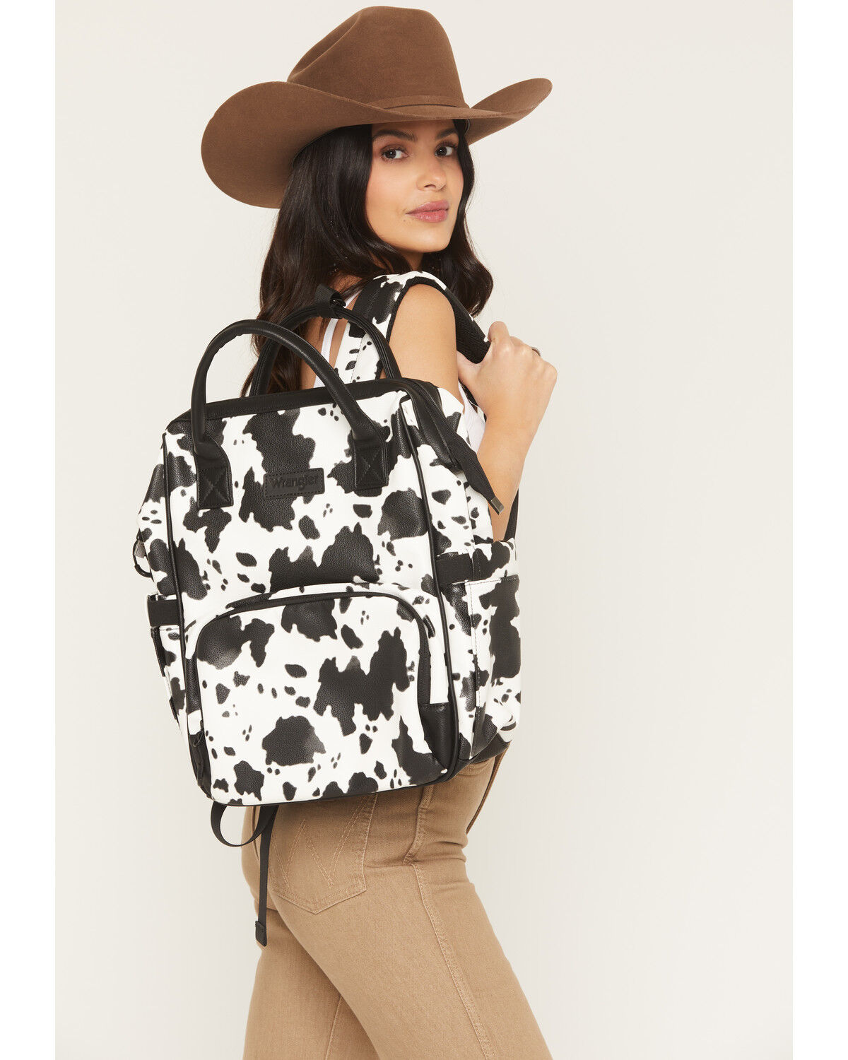 Image #1 - Wrangler Women's Cow Print Backpack, Black, hi-res