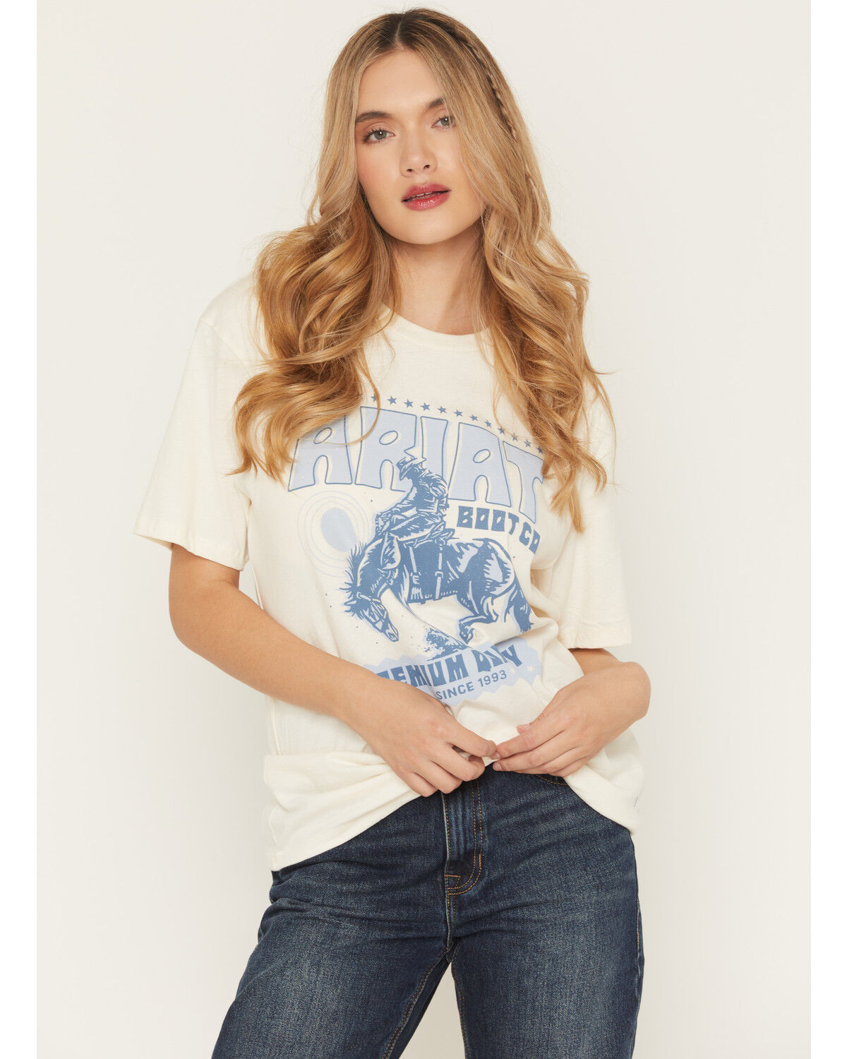 Image #3 - Ariat Women's Retro Bronco Boyfriend Fit Short Sleeve Graphic Tee, Natural, hi-res