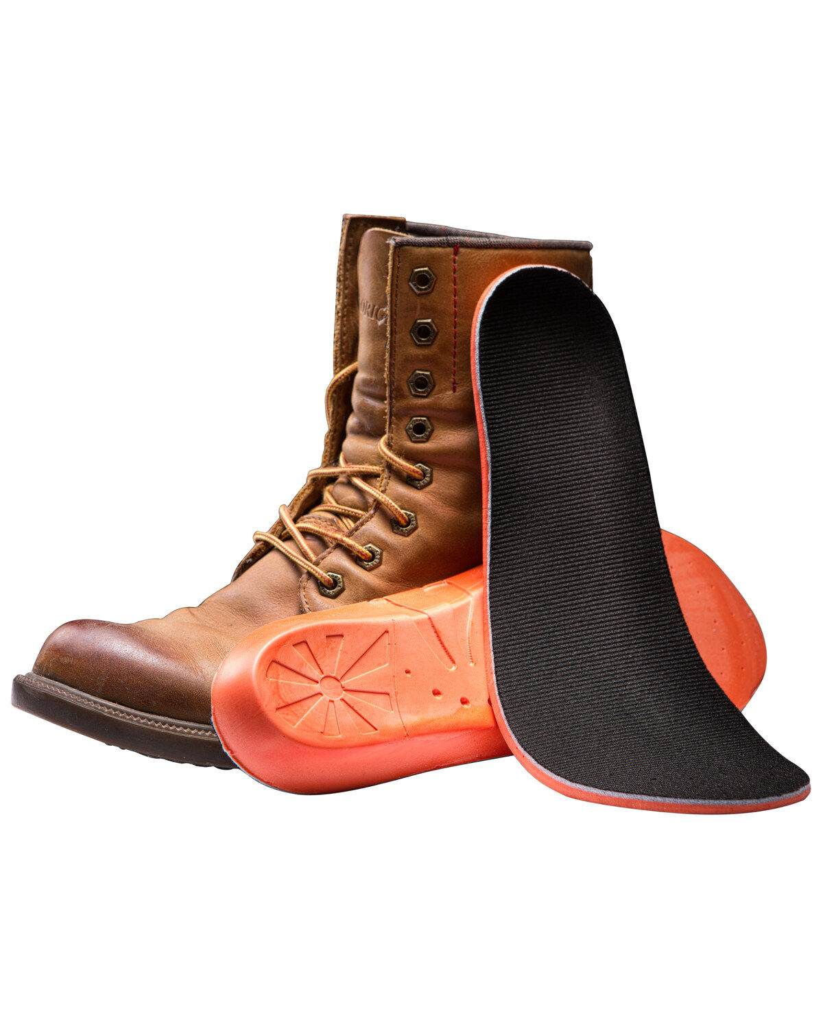 Image #1 - Impacto Anti-Fatigue Memory Foam Insoles - Men's Size 10-11, Black/orange, hi-res