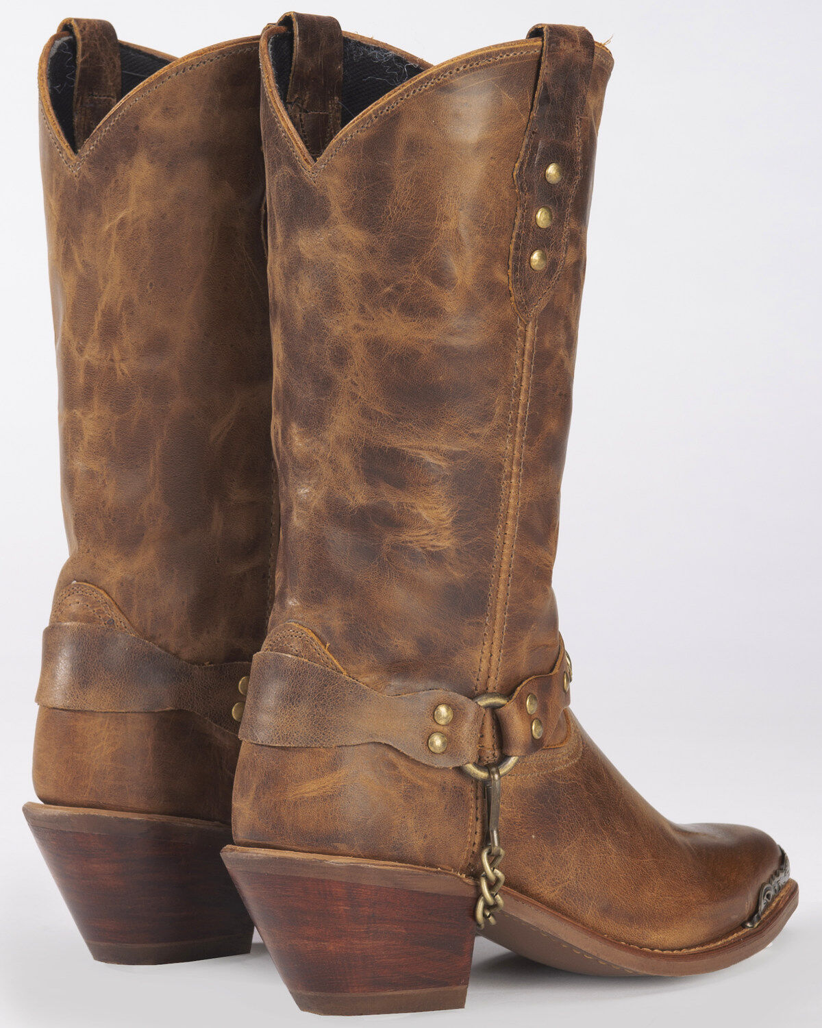 Image #3 - Abilene Women's Distressed Harness Western Boots - Round Toe, Tan, hi-res