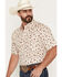 Image #2 - Ely Walker Men's Conversational Print Short Sleeve Pearl Snap Western Shirt, Cream, hi-res