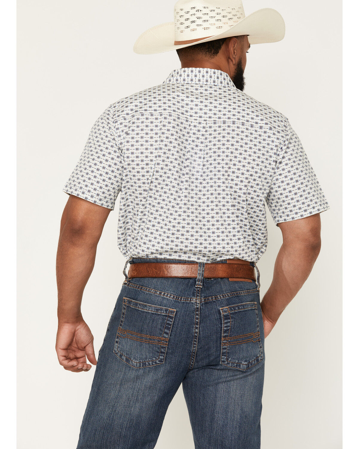 Image #4 - Cody James Men's Re Ride Geo Print Short Sleeve Button-Down Stretch Western Shirt, Ivory, hi-res
