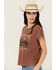 Image #2 - Cleo + Wolf Women's Anna Cropped Graphic Muscle Tee, Chocolate, hi-res
