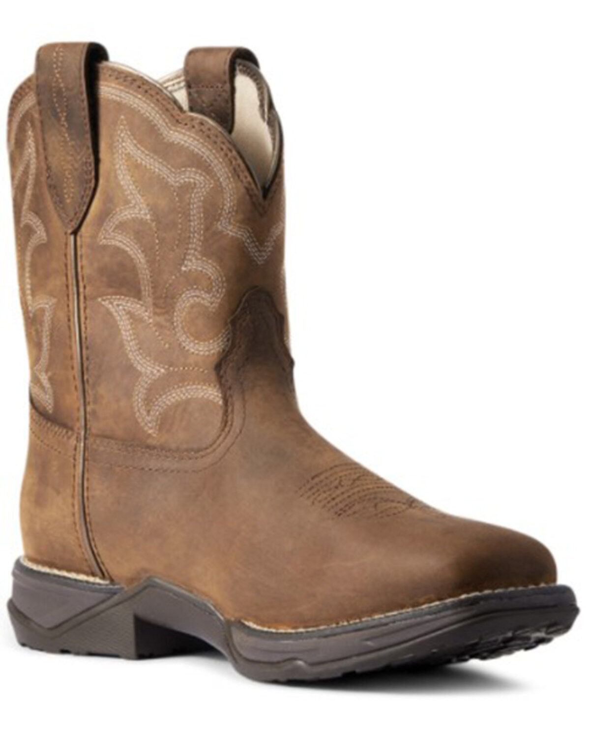 Image #1 - Ariat Women's Distressed Brown Anthem Shortie II H20 Full-Grain Western Boot - Square Toe, Brown, hi-res