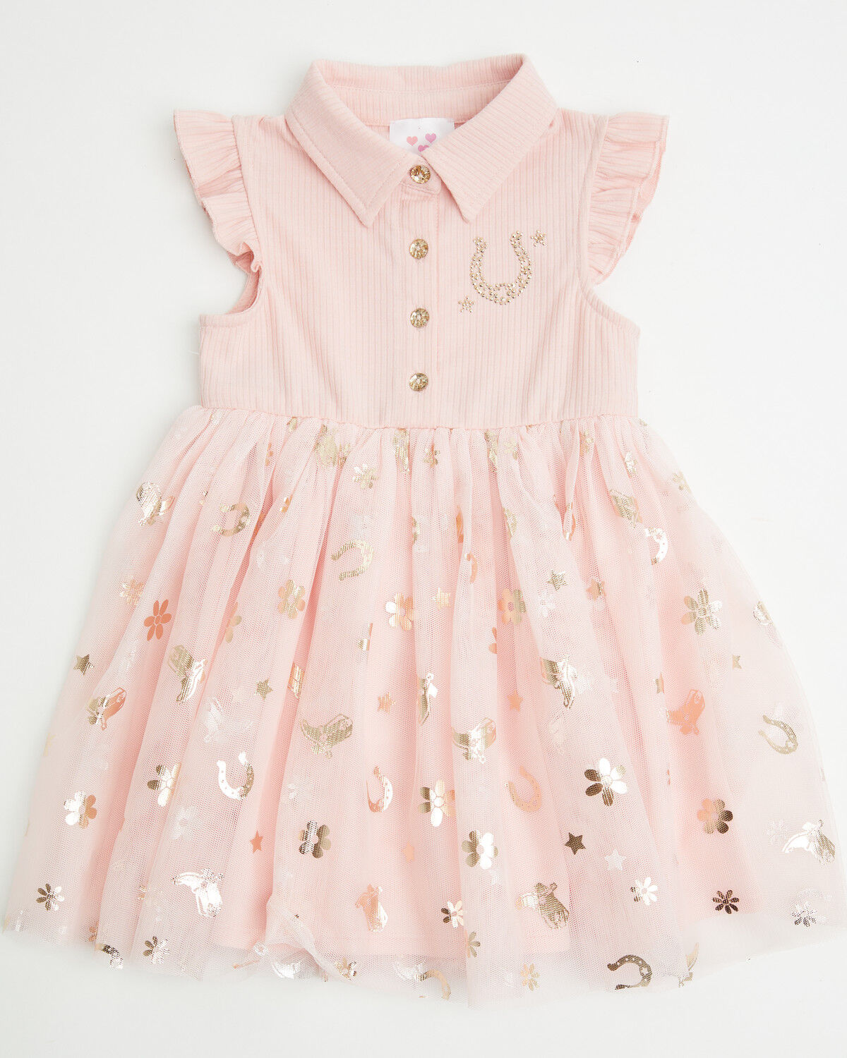 Image #1 - Sugar California Toddler Girls' Horseshoe Print Tutu Dress, Pink, hi-res
