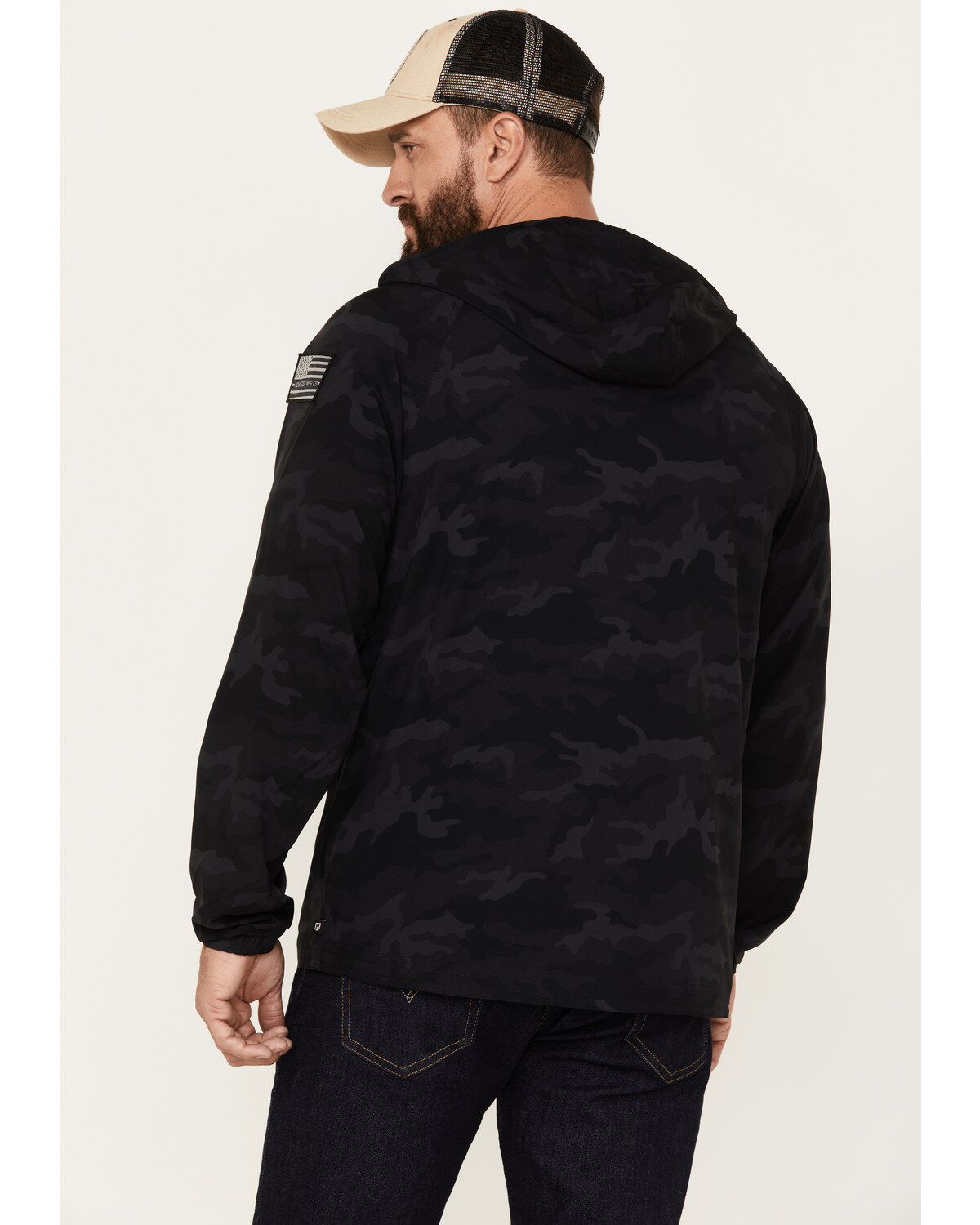 Image #4 - Howitzer Men's Camo Combatant Hooded Track Jacket, Black, hi-res