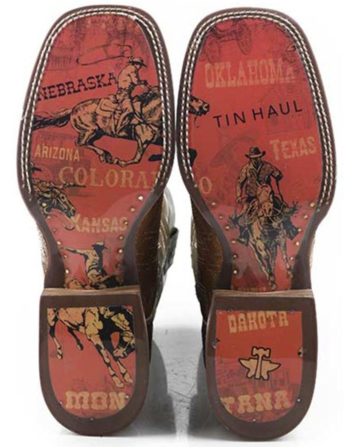 Image #2 - Tin Haul Men's I'm In Stitches Cowboy Heritage Western Boots - Broad Square Toe, Tan, hi-res