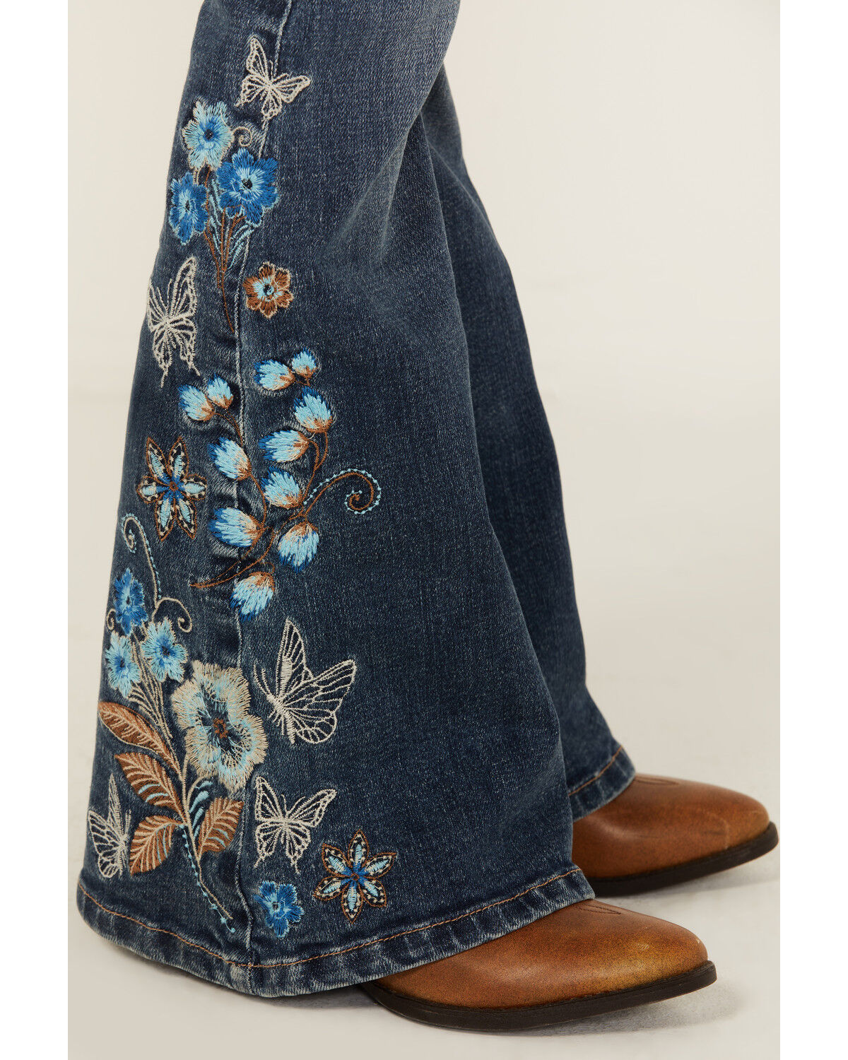 Image #4 - Shyanne Girls' Althea Floral Embroidered Flare Stretch Denim Jeans, , hi-res