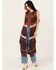 Image #1 - Shyanne Women's Long Striped Crochet Fringe Sweater Vest , Dark Brown, hi-res