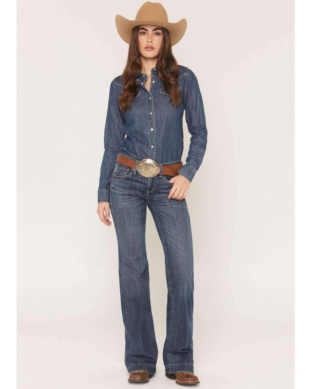 Ariat Women's Lelani Medium Wash Perfect Rise Trouser Stretch Denim Jeans, Medium Wash, hi-res