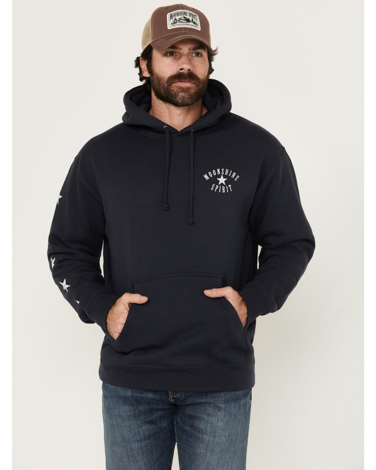 Image #2 - Moonshine Spirit&reg; Men's Eagle Star Graphic Hooded Sweatshirt, Navy, hi-res