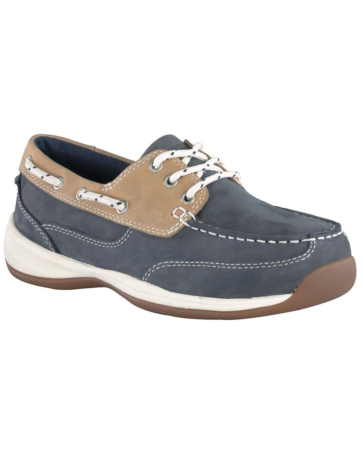 Rockport Works Women's Sailing Club Boat Shoes - Steel Toe, Blue, hi-res