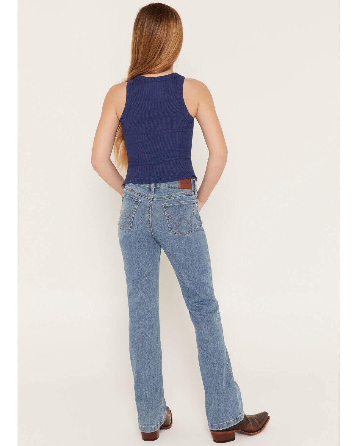 Image #3 - Wrangler Girls' Bespoke Medium Wash Bootcut Stretch Denim Jeans, Medium Wash, hi-res