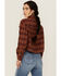 Image #4 - Cleo + Wolf Women's Chelsea Plaid Print Long Sleeve Button-Down Cropped Shirt , Brandy Brown, hi-res