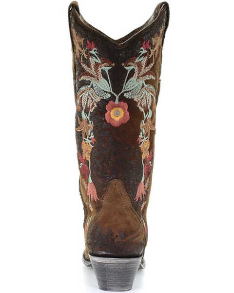 Image #3 - Corral Women's Floral Embroidered Western Boots - Snip Toe, Chocolate, hi-res