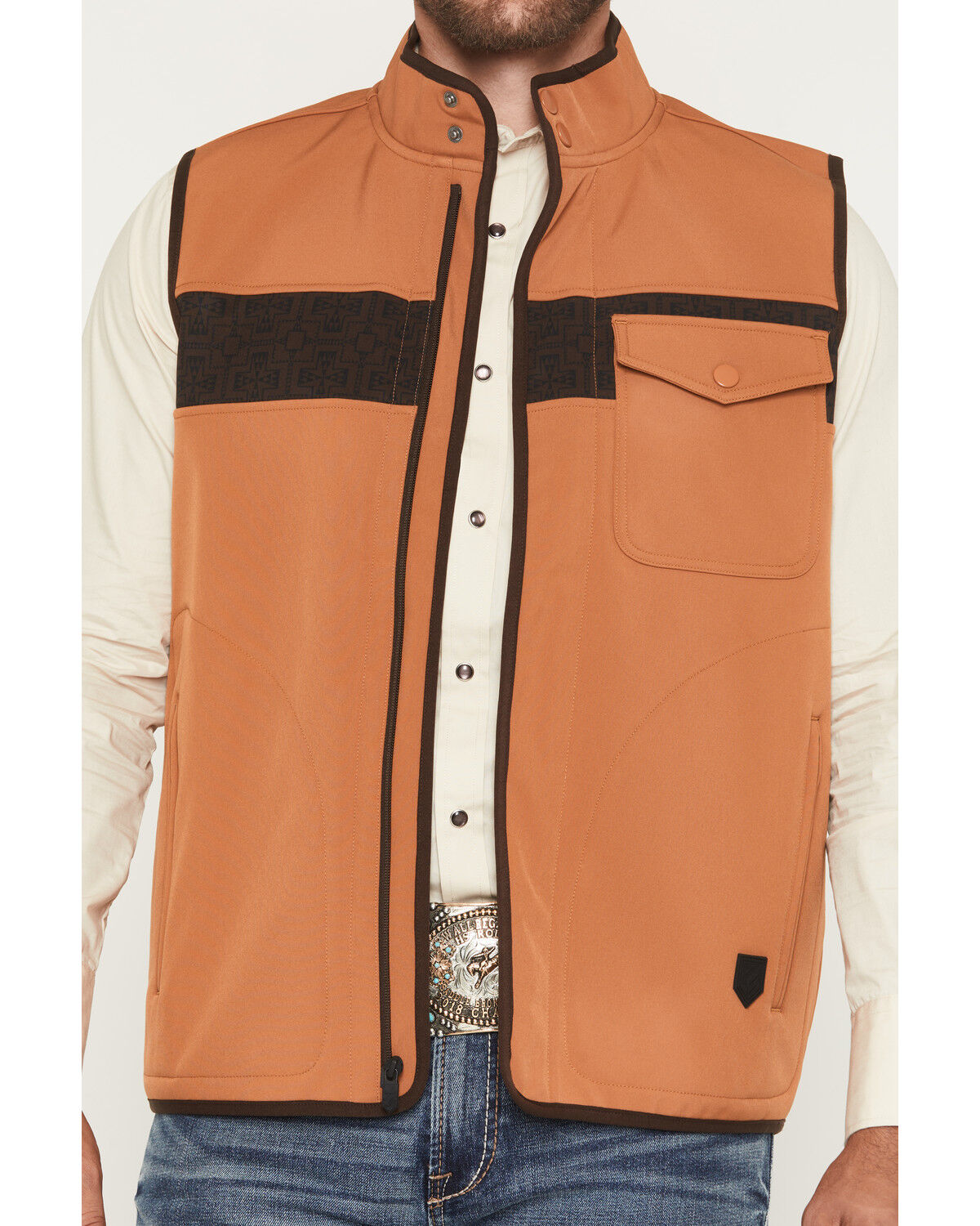 Image #3 - RANK 45&reg; Men's Alta Vista Color Block Softshell Vest, Rust Copper, hi-res