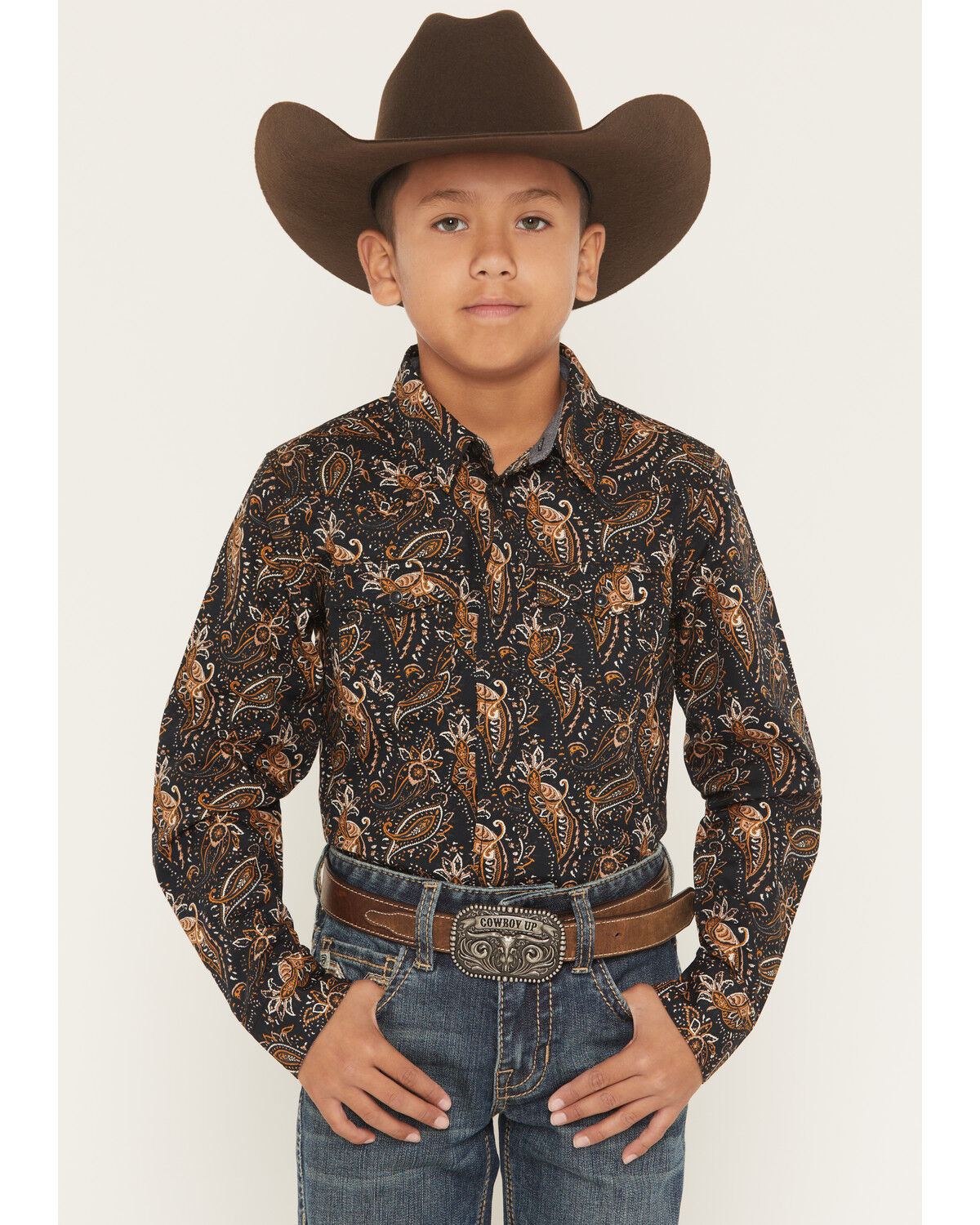 Cody James Men's Canyon Rider Paisley Print Long Sleeve Snap Western Shirt, Navy, hi-res