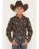 Image #1 - Cody James Men's Canyon Rider Paisley Print Long Sleeve Snap Western Shirt, Navy, hi-res