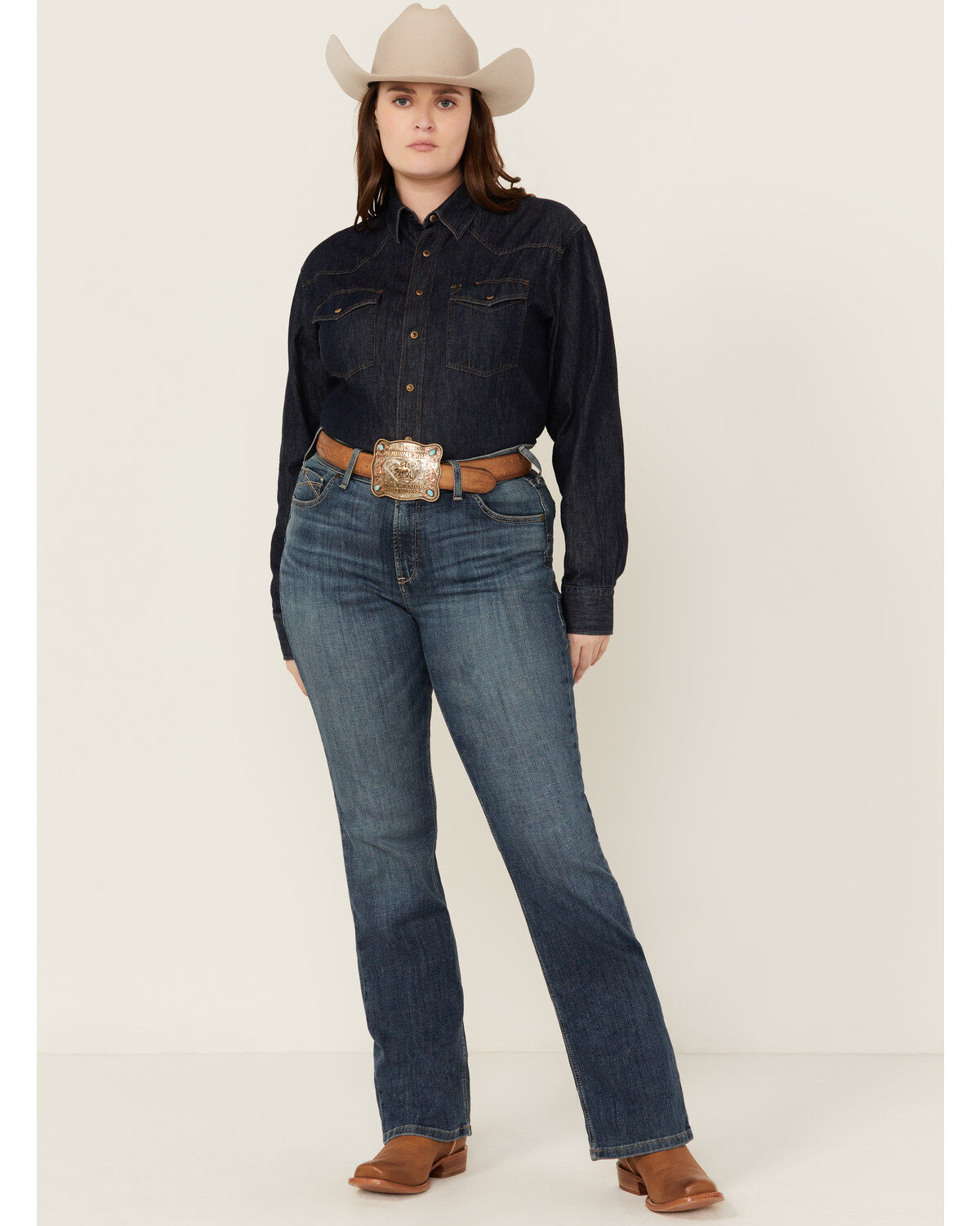 Ariat Women's Dark Wash Ella Bootcut Denim Jeans - Plus, Dark Wash, hi-res