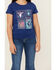 Image #3 - Wrangler Girls' Western Tiles Short Sleeve Graphic Tee , Navy, hi-res