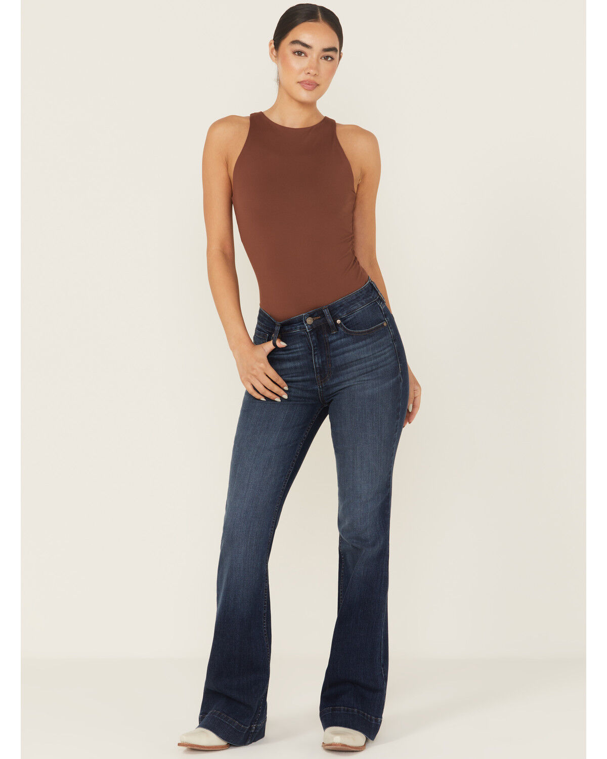Image #1 - Shyanne Women's Joni High Rise Trouser Stretch Denim Jeans, Medium Wash, hi-res