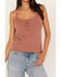 Image #3 - Cleo + Wolf Women's Rib Knit Henley Tank, Coffee, hi-res