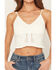 Image #3 - Fornia Women's Boot Stitch Sleeveless Cropped Tank Top, Ivory, hi-res