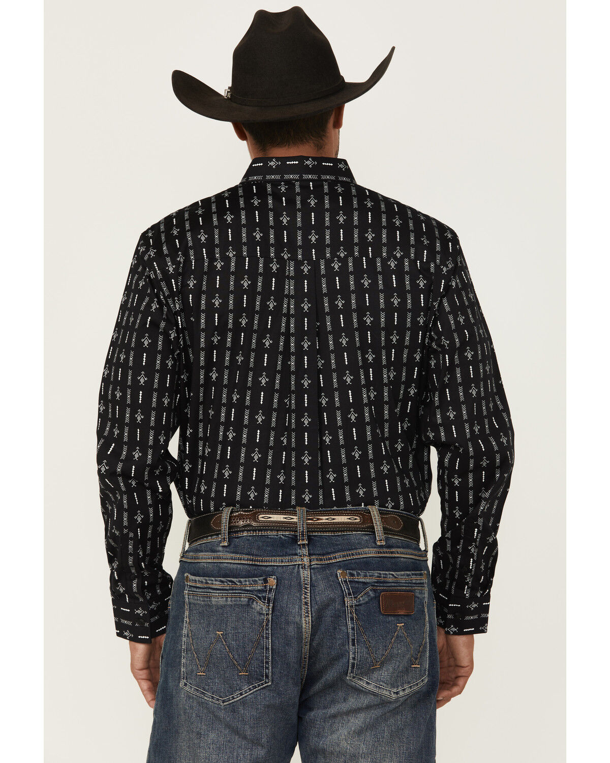 Image #4 - RANK 45&reg; Tiki Room Striped Print Long Sleeve Button-Down Stretch Western Shirt, Black, hi-res