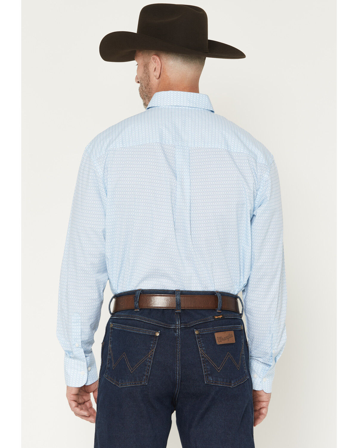 Image #4 - Wrangler Men's Geo Print Long Sleeve Button-Down Stretch Western Shirt, Blue, hi-res