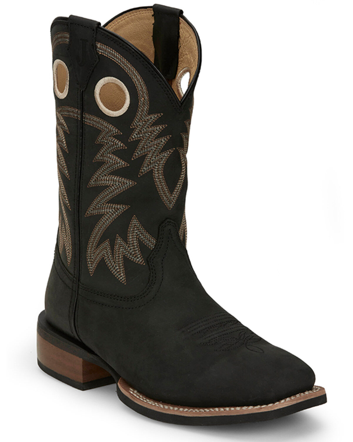 Justin Men's Frontier Shane Performance Western Boots - Broad Square Toe, Black, hi-res