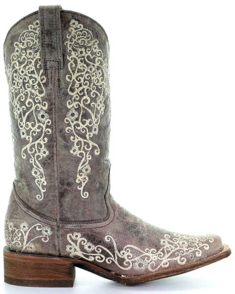 Image #2 - Corral Women's Brown Crater Embroidered Western Boots - Square Toe, Brown, hi-res