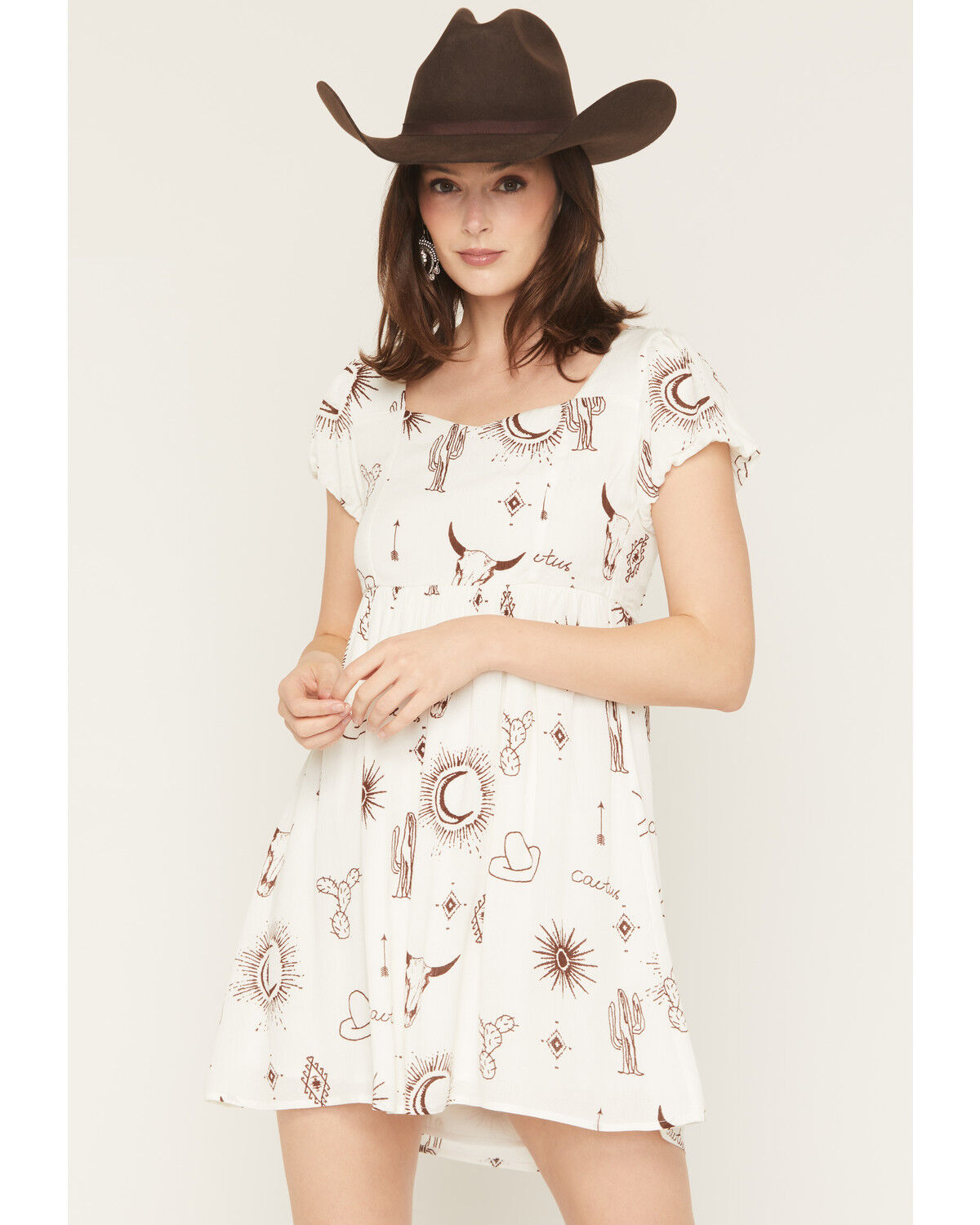 Image #1 - Wild Moss Women's Western Print Mini Dress, Ivory, hi-res
