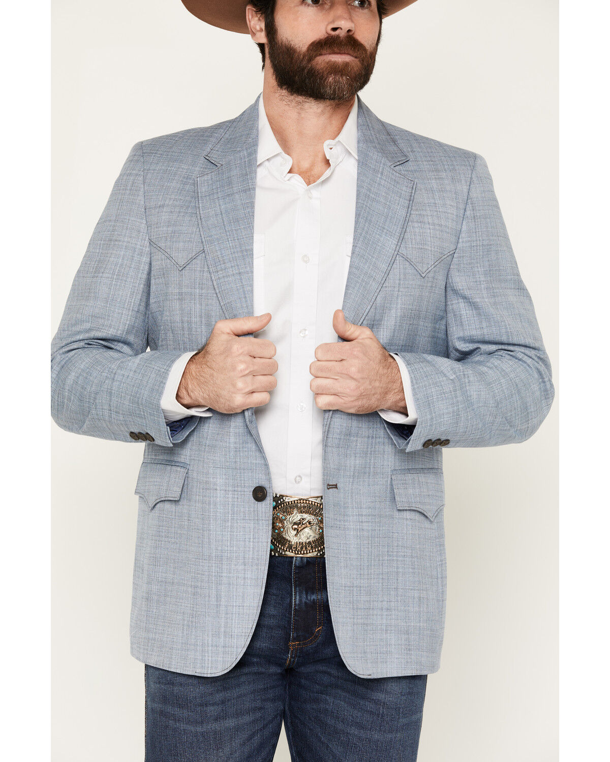 Image #3 - Circle S Men's Fort Worth Sport Coat, Heather Blue, hi-res