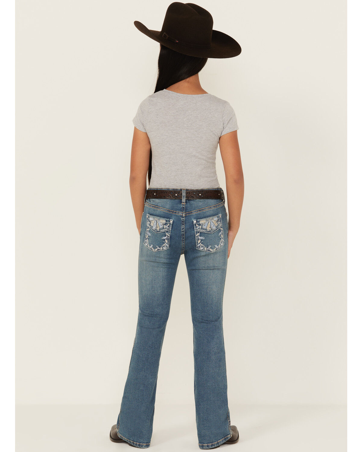 Image #1 - Shyanne Girls' Shayla Bootcut Embroidery Stretch Denim Jeans, , hi-res