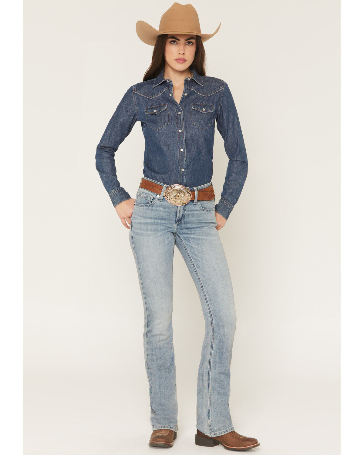Image #1 - Ariat Women's Nayelli Medium Wash Perfect Rise Bootcut Stretch Denim Jeans, Medium Wash, hi-res