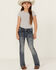 Image #1 - Grace in LA Girls' Medium Wash Embroidered Pocket Bootcut Stretch Denim Jeans , Medium Wash, hi-res