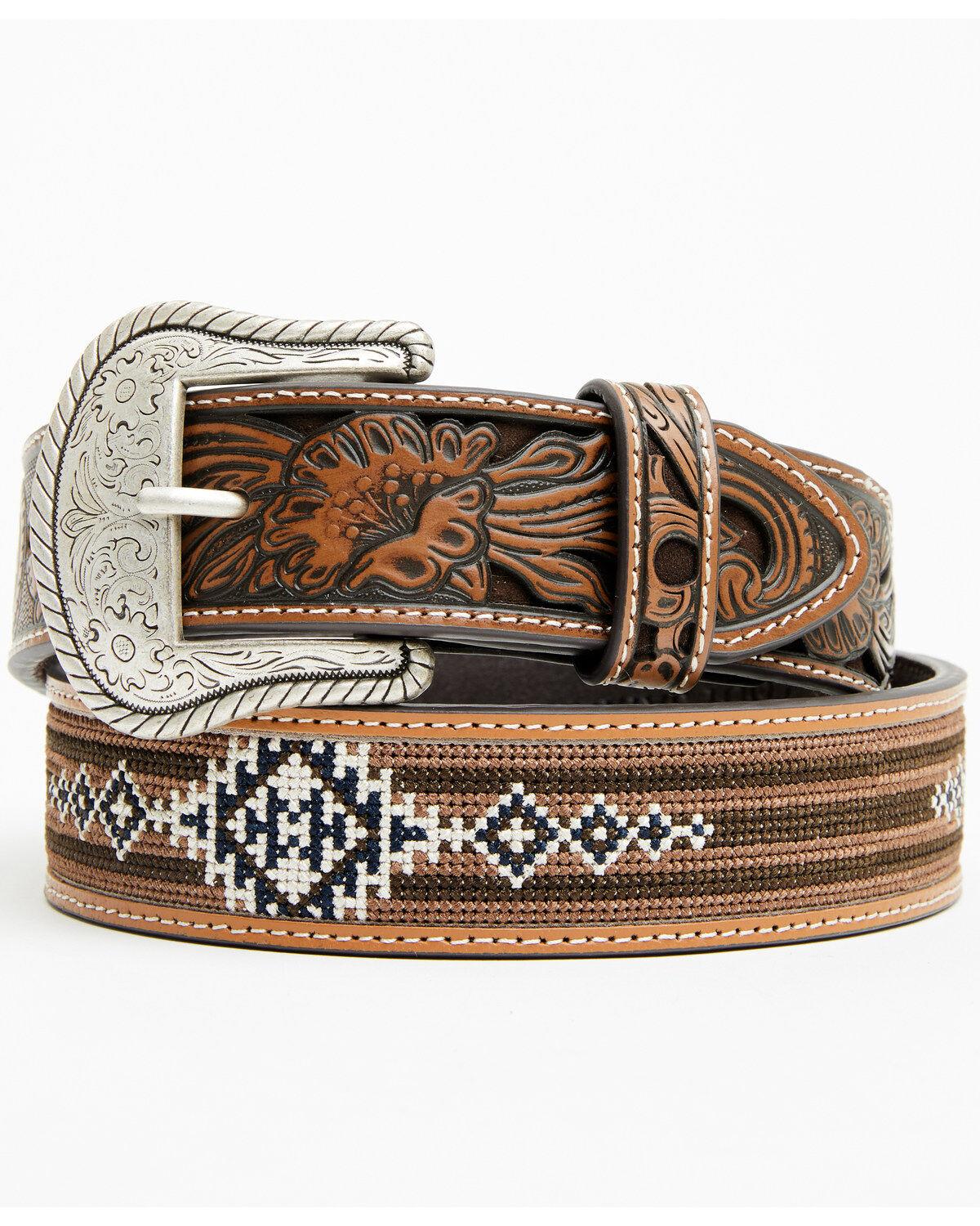 Image #3 - Cody James Men's Austin Southwestern Print Embroidered and Tooled Belt, , hi-res