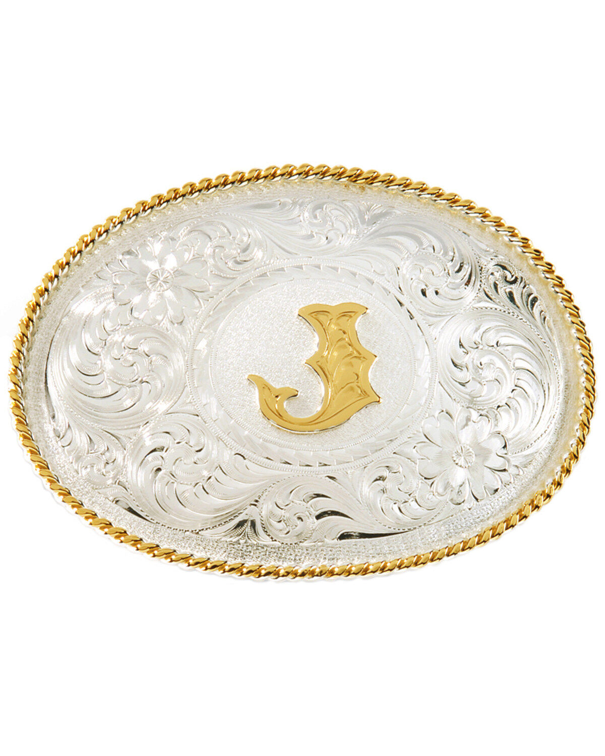 Montana Silversmiths Initial "J" Belt Buckle, Silver, hi-res